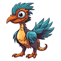 Naklejka premium Prehistoric Sweetness: Endearing Deinonychus Dinosaur Illustration