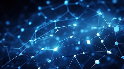 Obraz premium Blue background with luminous connections, network concept, digital illustration. Generative AI