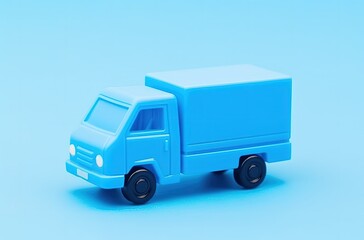 Blue delivery truck, logistics concept, blue background. Generative AI