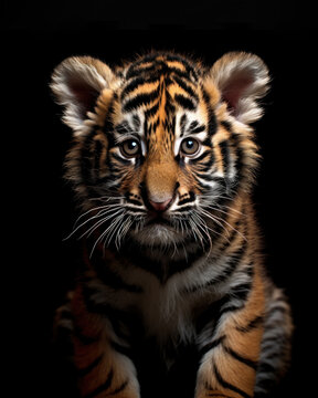 Generated photorealistic image of a tiger cub 