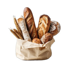 breads and wheat in paper bag