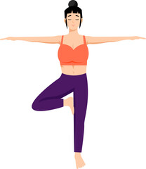 tree yoga asana pose illustration