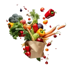Foto op Plexiglas grocerries and vegetables, fruits shopping paper bag © Daunhijauxx