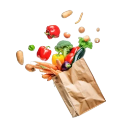 Gordijnen grocerries and vegetables, fruits shopping paper bag © Daunhijauxx
