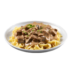 Beef Stroganoff isolated on transparent background. Generative AI