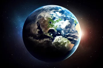 Crédence de cuisine en verre imprimé Pleine Lune arbre Planet Earth viewed from space. Realistic ilustration. Generative ai