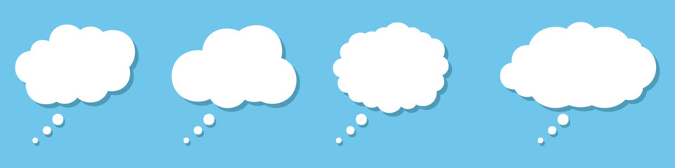 Speech or thinking bubble icon set. Talk or cloud speech bubbles collection.