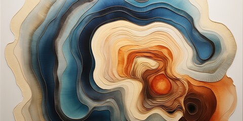 AI Generated. AI Generative. Abstract geometric tree forest stump rings circles. Watercolor draw paint sketch decoration poster design. Graphic Art