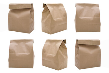 6 paper bags over white 