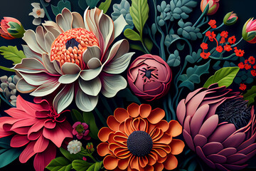 3D creative flower backdrop, soft light. Generative ai