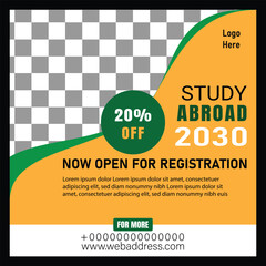 Study abroad education social media post and web banner social media post template design
