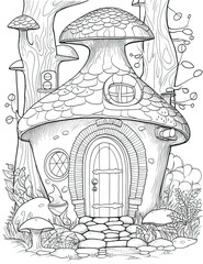 hand drawn illustration of an house,house in the forest,sketch of a house