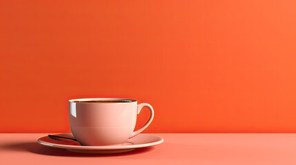 Close up of hot latte coffee in the cafe, photo banner for website header design with copy space for text.