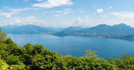 Fototapeta na wymiar Panorama of the lake Maggiore from village Pollino in Verbania, Italy