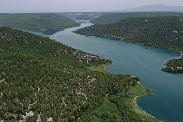 Krka National Park and Waterfalls. Drone footage