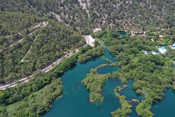 Krka National Park and Waterfalls. Drone footage