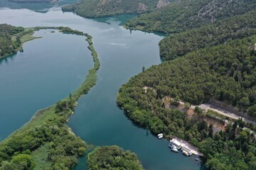 Fototapeta na wymiar Krka National Park and Waterfalls. Drone footage