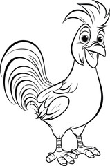 Rooster coloring pages vector animals