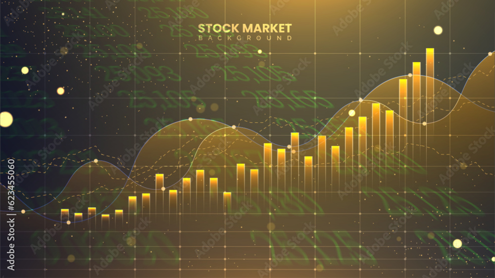 Wall mural the stock market graph is in gold color for business investment illustration. futuristic financial t