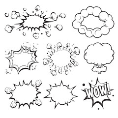 comic speech bubbles. Steam puff design vector icon illustration.. explosion and smoke icon set. air. cloud for text in the form of an explosion. collection or set of flat web signs.