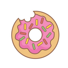 Cute Donut Food Snack Cartoon Illustration Vector Clipart Sticker