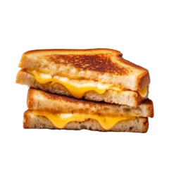 Foto op Canvas Cut grilled cheese sandwich isolated on a transparent background © 016Graphics