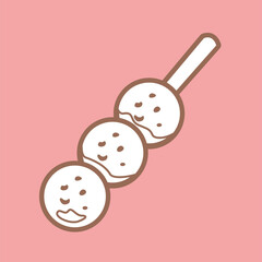 Cute Takoyaki Japanese Food Snack Digital Stamp Outline Cartoon