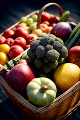 A Basket Filled With Lots Of Different Types Of Fruits And Vegetables