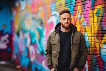 Lifestyle portrait photography of a glad boy in his 30s wearing a comfortable hoodie against a...