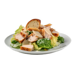 Chicken Caesar Salad isolated on transparent background. Generative AI