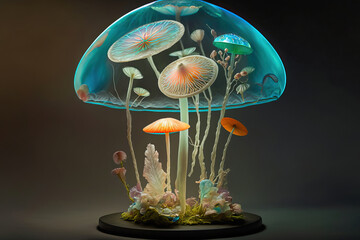 illustration of a mushroom,mushrooms in the forest,illustration of a mushroom,Fantasy Mushroom Plant Illustration,3D render