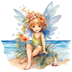 Obraz na płótnie Canvas Drawing of a fairy kid for a kids bedroom