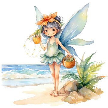 Drawing of a fairy kid for a kids bedroom