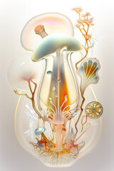 Obraz premium illustration of a mushroom,mushrooms in the forest,illustration of a mushroom,Fantasy Mushroom Plant Illustration,3D render