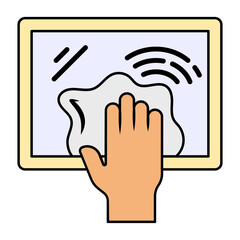 Clean Bathroom Walls vector color design, Housekeeping symbol, Office caretaker sign, porter or cleanser equipment stock illustration, clean kitchen shelves top view concept