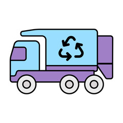 Waste or Direct Collection Vehicle vector color design, Housekeeping symbol, Office caretaker sign, porter or cleanser equipment stock illustration, Split Body Rear Load Garbage Trucks concept
