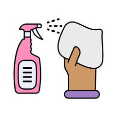 Moist towelette vector color design, Housekeeping symbol, Office caretaker sign, porter or cleanser equipment stock illustration, Stain Remover Spray concept