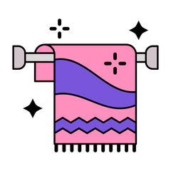 Towel Rails vector color design, Housekeeping symbol, Office caretaker sign, porter or cleanser equipment stock illustration, cleaned bathroom towel concept