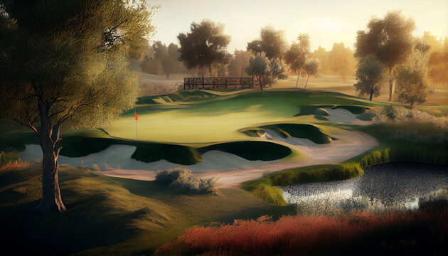 Top down view of greenery golf court