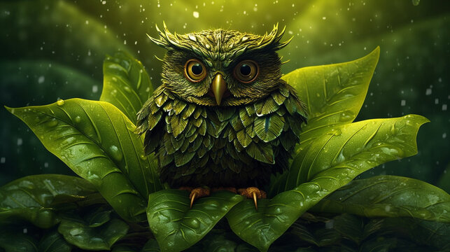 owl in the night HD 8K wallpaper Stock Photographic Image