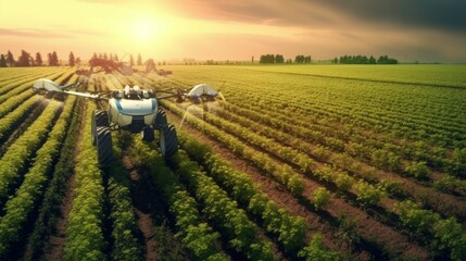 Fototapeta na wymiar Smart agriculture and farming technology. AI generated