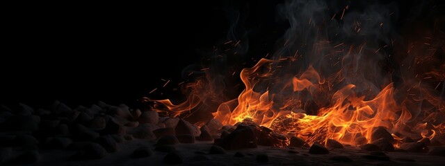 Fototapeta na wymiar fire, flame, heat, hot, burn, bonfire, burning, campfire, night, wood, fireplace, warm, red, light, orange, black, danger, camping, flames, yellow, dark, firewood, camp, inferno, blaze