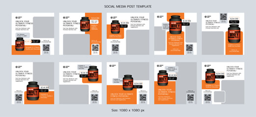 Gym and Bodybuilding Supplement Products Social Media Post Template