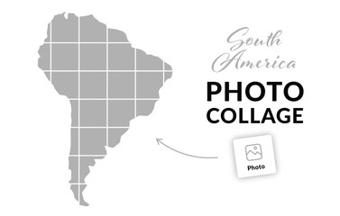 South America photo collage. Travel, voyage, continent map photo concept. Vector