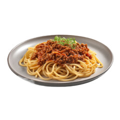 Spaghetti Bolognese isolated on transparent background. Generative AI