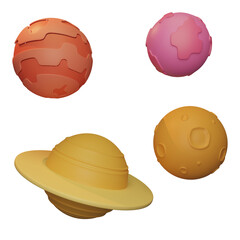 Stylised Space Assets transparent background.