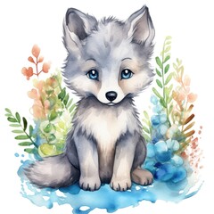 Obraz premium Watercolor drawing of a safari animal for the kids nursery
