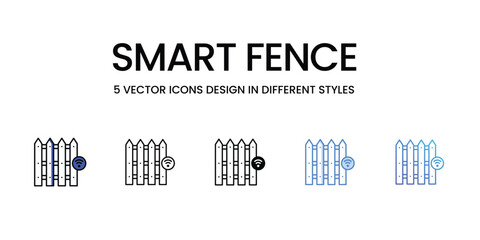 Smart Fence Icon Design in Five style with Editable Stroke. Line, Solid, Flat Line, Duo Tone Color, and Color Gradient Line. Suitable for Web Page, Mobile App, UI, UX and GUI design.