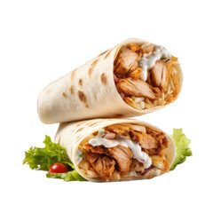 Chicken Shawarma Wrap isolated on transparent background. Generative AI