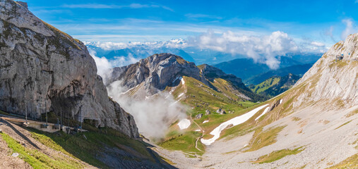 Nice panorama of the Matthorn summit, one of multiple peaks of the famous Mount Pilatus south of...